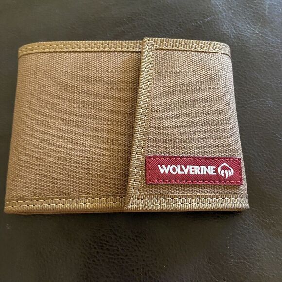 WOLVERINE Men's Tri Fold Canvas Wallet Brown Unused - Picture 7 of 7